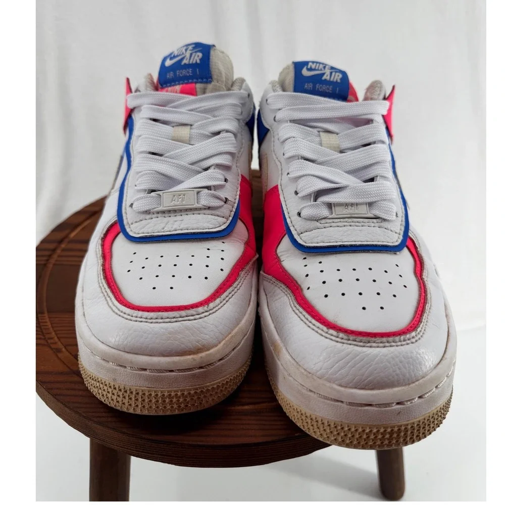 Nike Air Force 1 Shadow Womens White Pink Blue Sneakers CI0919-104 Low Top AF1